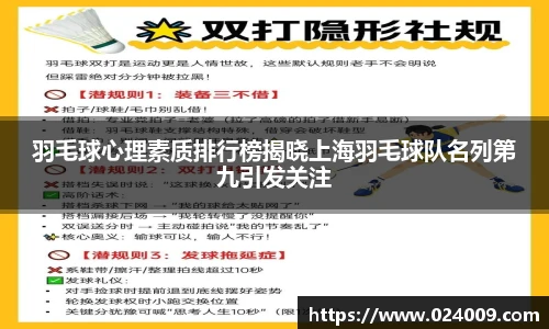羽毛球心理素质排行榜揭晓上海羽毛球队名列第九引发关注